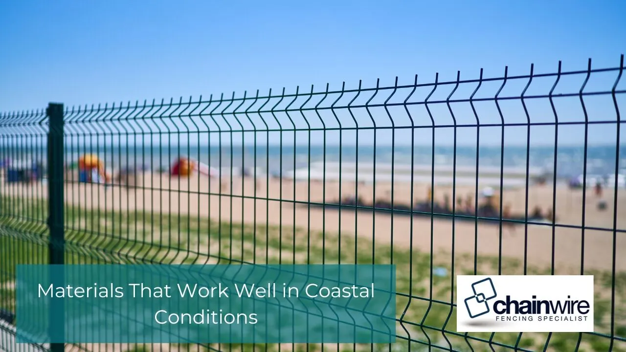 Aluminium fence on a coastal property with the ocean behind